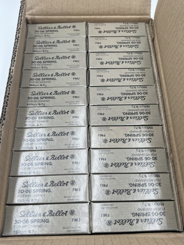 .30-06 Sellier and Bellot M1 Garand 150 grain ammunition 20rds x 20 boxes (400 rounds) FMJ