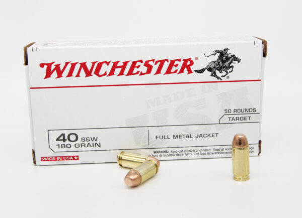 Winchester USA Ammunition 40 SW 180 Grain Full Metal Jacket Box of 50