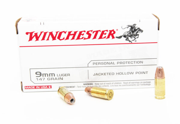 Winchester USA Ammunition 9mm Luger 147 Grain Jacketed Hollow Point