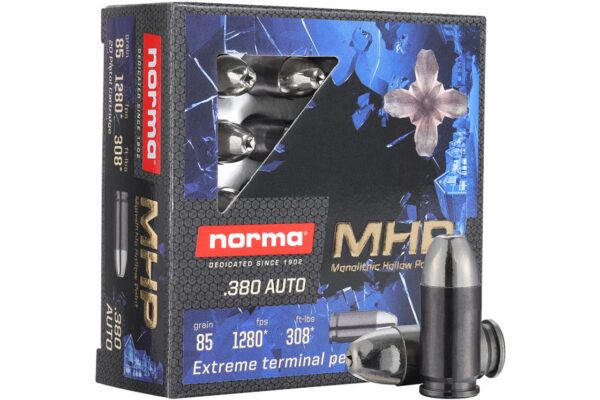 NORMA .380 ACP AMMO 85 GRAIN MHP 20RDS