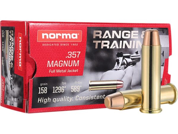 Norma Range & Training 357 Magnum Ammo 158 Grain Full Metal Jacket