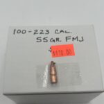.224 Hornady 55 grain FMJ bullets box of 100