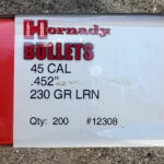 HORNADY 45 Cal .452 LRN 230Gr 200 Per Box Lead Pistol Bullets (12308)