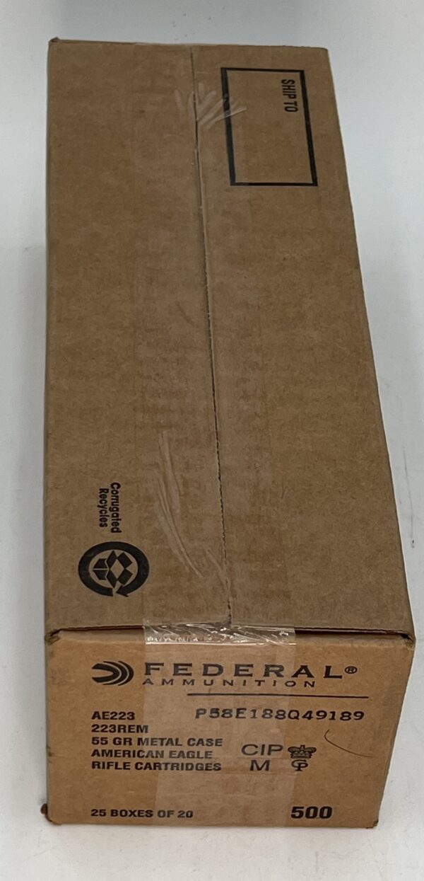FEDERAL AE 223 REM 55GR FMJ-BT 20RDx25 (500 rounds)
