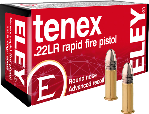 ELEY TENEX RAPID FIRE PISTOL – 22LR 40GR RN 50RD 100BX/CS