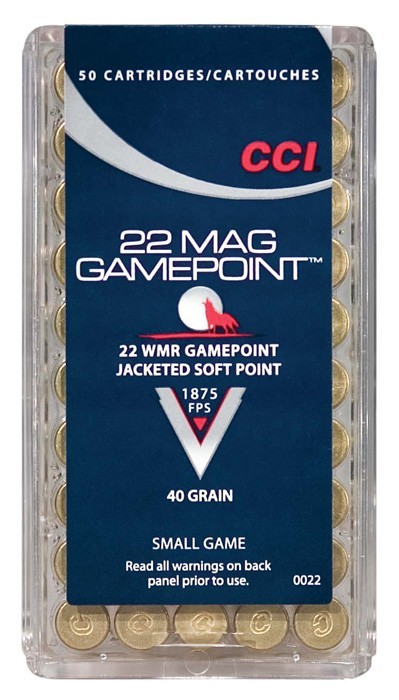 CCI 22WMR 40GR GAMEPOINT JSP – 1875FPS 50RD 40BX/CS