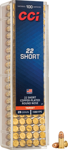CCI 22 SHORT 29GR PLATED RN – 1080FPS 100RD 50BX/CS