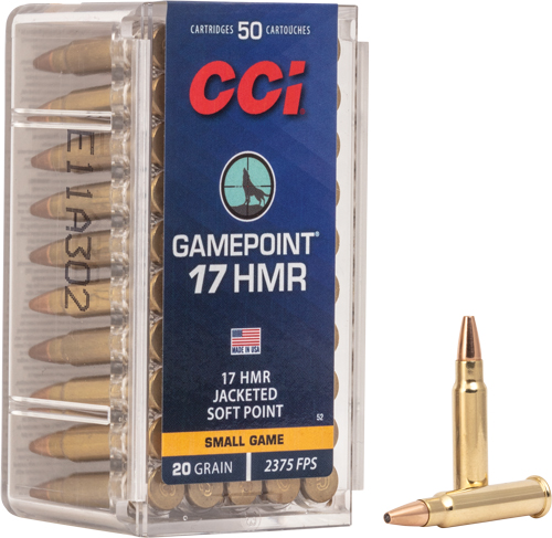 CCI GAMEPOINT 17HMR 20GR JSP – 2375FPS 50RD 40BX/CS