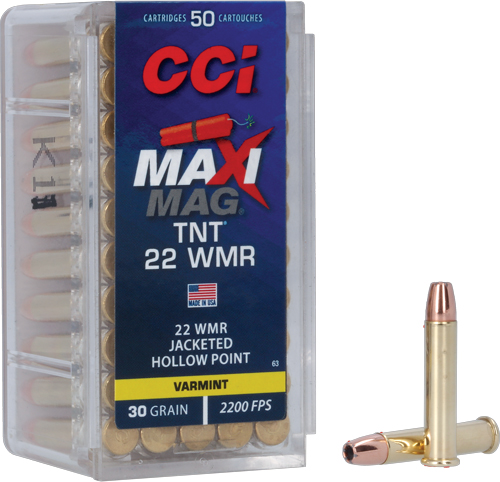 CCI MAXI-MAG 22WMR 30GR TNT – JHP 2200FPS 50RD 40BX/CS