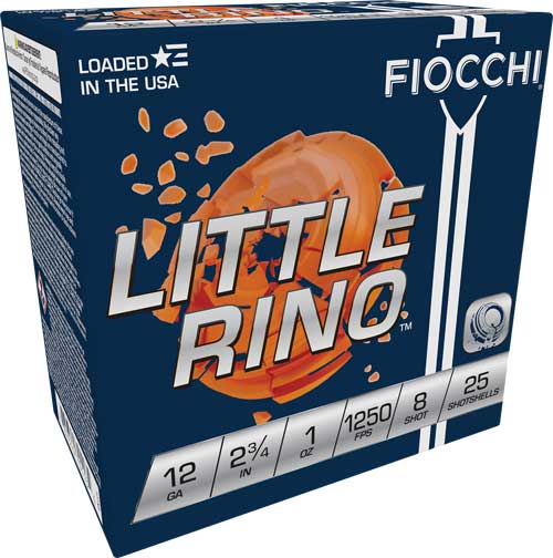FIOCCHI LITTLE RINO 12GA 2.75″ – 1OZ #8 1250FPS 250RD CASE