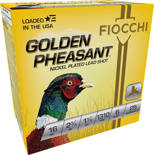 FIOCCHI GOLDEN PHEASANT 16GA – 2.75″ 1-1/8 #6 25RD 10BX/CS