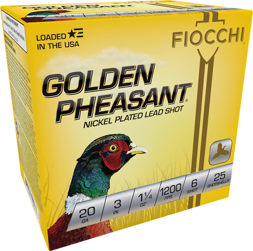 FIOCCHI GOLDEN PHEASANT 20GA – 3″ 1-1/4OZ #6 25RD 10BX/CS