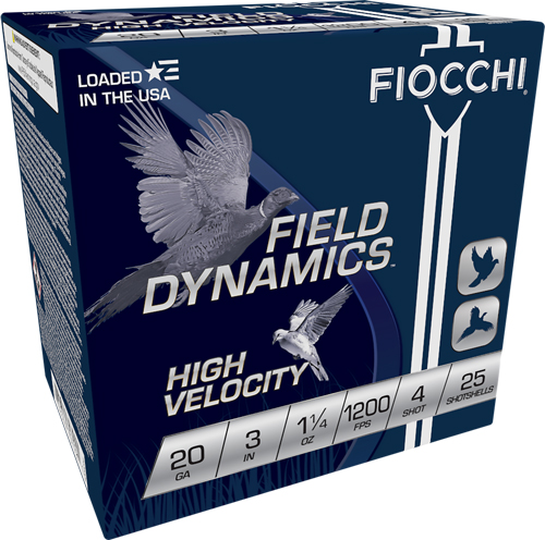FIOCCHI 20GA 3″ 1-1/4OZ #4 – 1200FPS 25RD 10BX/CS