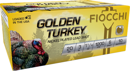 FIOCCHI GOLDEN TURKEY 20GA 3″ – 1-1/4OZ #6 10RD 10BX/CS