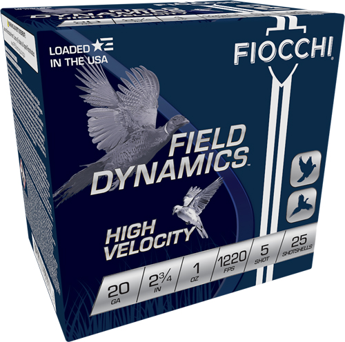 FIOCCHI 20GA 2.75″ 1OZ #5 – 1220FPS 25RD 10BX/CS