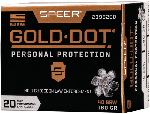SPEER GOLD DOT 40 SW – 180GR GDHP 20RD 10BX/CS