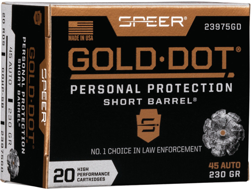 SPEER GOLD DOT 45 ACP 230GR – GDHP SHORT BARREL 20RD 10BX/CS