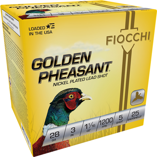 FIOCCHI GOLDEN PHEASANT 28GA – 3″ 1-1/16OZ #5 25RD 10BX/CS