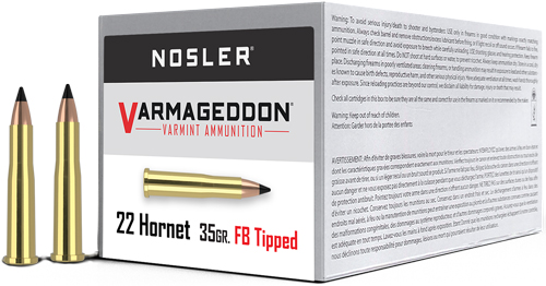 NOSLER VARMAGEDDON 22 HORNET – 35GR FBT 50RD  5BX/CS