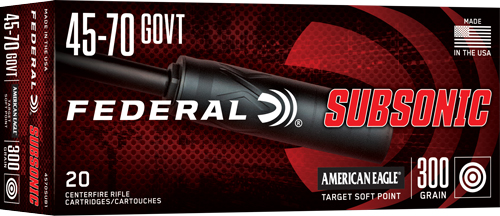 FEDERAL 45-70 GOV 300GR SP – SUBSONIC 20RD 10BX/CS
