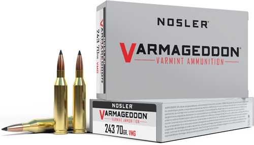 NOSLER VARMAGEDDON 243 WIN – 70GR FBT 20RD 10BX/CS