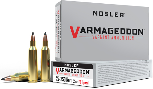 NOSLER VARMAGEDDON 22-250 REM – 55GR FBT 20RD 10BX/CS