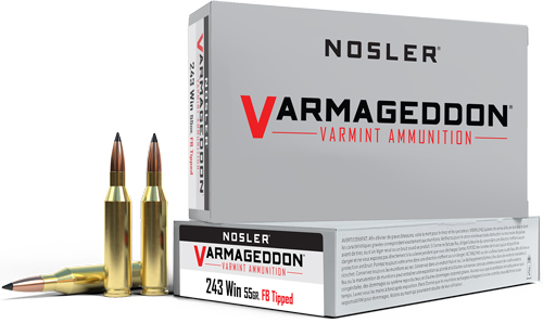 NOSLER VARMAGEDDON 243 WIN – 55GR FBT 20RD 10BX/CS