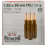 STERLING STEEL CASE 7.62X39 – 123GR FMJ 20RD BOX 50BX/CS