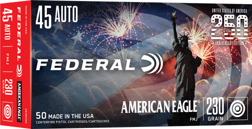 FEDERAL AE 45 ACP 230GR FMJ – 50RD 20BX/CS AMERICA 250TH