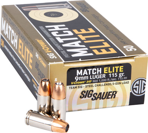 SIG AMMO 9MM 115GR ELITE – V-CROWN COMPITIION 50RD 20BX/C