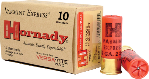 HORNADY 12GA 2.75″ #4 BUCK – 24 PELLETS 10RD 10BX/CS