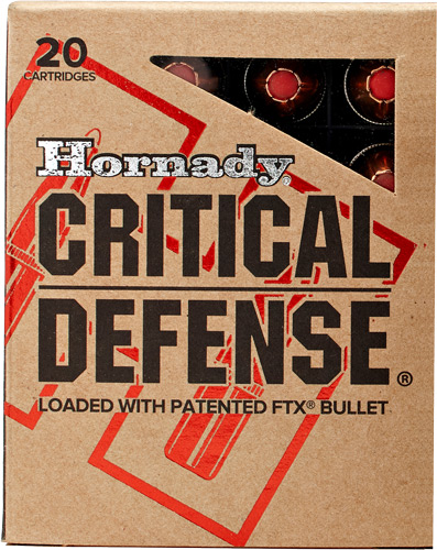 HORNADY CRITICAL DEFENSE 40 SW – 165GR FTX 20RD 10BX/CS