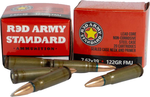 RED ARMY 7.62X39 122GR FMJ – STEEL LAQUERED 20RD 50BX/CS
