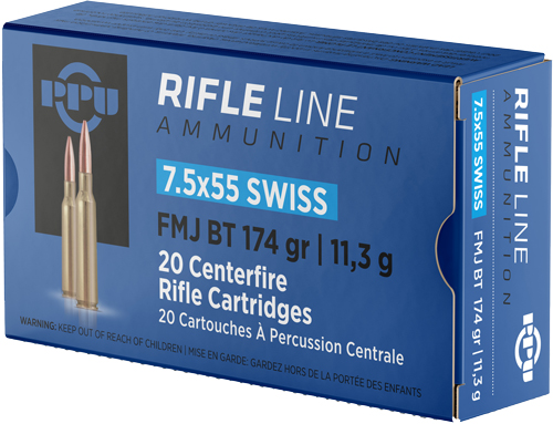 PPU 7.5X55 SWISS 174GR FMJ – 20RD 10BX/CS