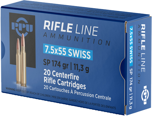 PPU 7.5X55 SWISS 174GR JSP – 20RD 10BX/CS