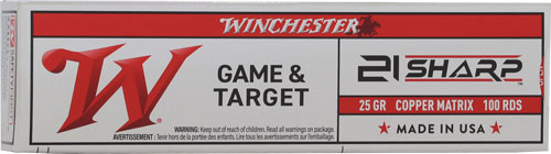 WINCHESTER USA 21 SHARP 25GR – LEAD FREE 1725FPS 100RD 20BX/C