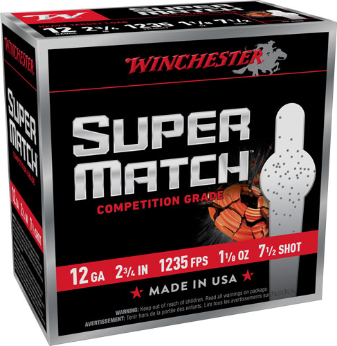 WINCHESTER SUPER MATCH 12GA – 2.75″ 1-1/8OZ 7.5 24RD 10BX/CS