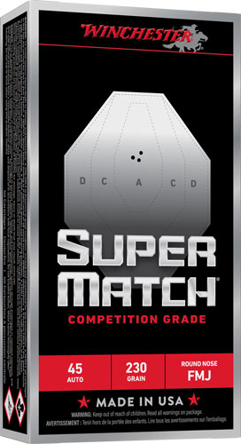 WINCHESTER SUPER MATCH 45ACP – 230GR ROUND NOSE 50RD 10BX/CS