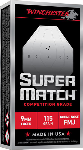 WINCHESTER SUPER MATCH 9MM – 115GR ROUND NODE 50RD 10BX/CS