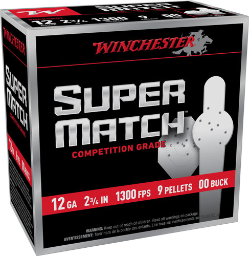 WINCHESTER SUPER MATCH 12GA – 2.75″ 00 BUCK 9 PELLET 25RD/10