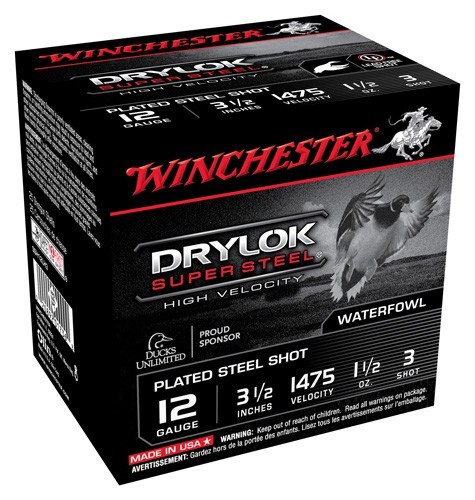 WINCHESTER DRYLOK 12GA 3.5″ – 1-1/2OZ #3 1475FPS 25RD 10B/CS