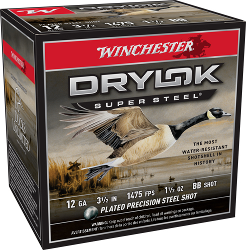 WINCHESTER DRYLOK 12GA 3.5″ – 1-1/2OZ #BB 1475FPS 25RD 10B/C