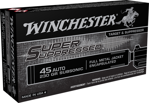 WINCHESTER SUPER SUPPRESSED – 45 ACP 230GR FMJ 50RD 10BX/CS