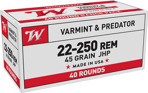 WINCHESTER USA 22-250 REM – 45GR JHP 40RD 10BX/CS