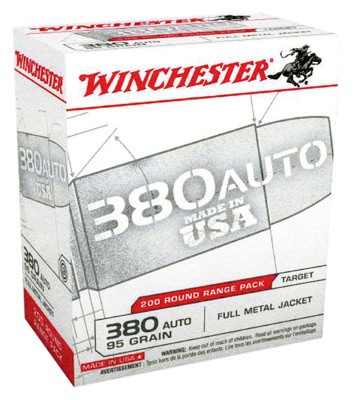 WINCHESTER USA 380 ACP 95GR – FMJ-RN 200RD 5BX/CS