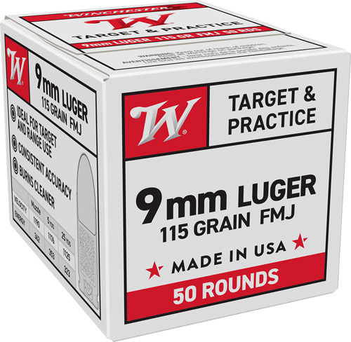 WINCHESTER USA 9MM LUGER – 115GR FMJ 50RD 20BX/CS