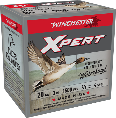 WINCHESTER XPERT STEEL 20GA 3″ – 7/8OZ #4 1500FPS 25RD 10BX/CS