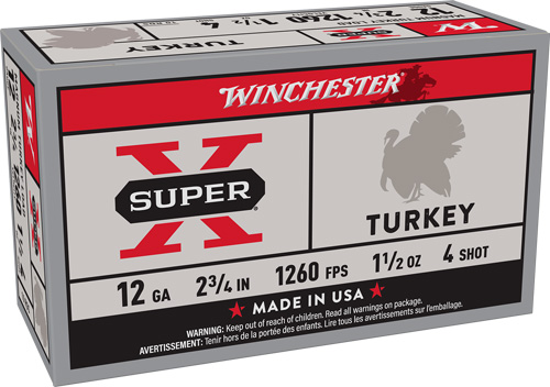 WIN AMMO SUPER-X TURKEY 12GA. – 2.75″ 1-1/2OZ #4 10RD 10BX/CS