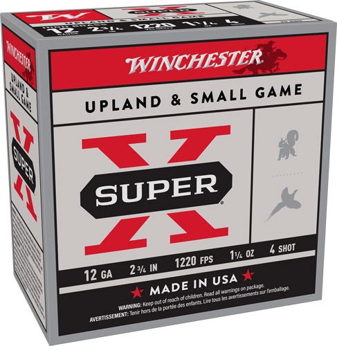 WINCHESTER SUPER-X 12GA 2.75″ – 1-1/4OZ #4 1220FPS 25RD 10BX/C