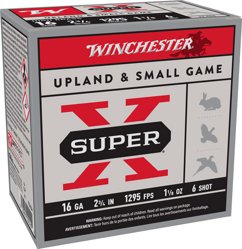 WINCHESTER SUPER-X 16GA 2.75″ – 1-1/8OZ #6 1295FPS 25RD 10BX/C